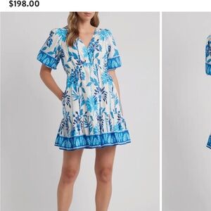 Lilly Pulitzer Blue and White Tropical Mini Dress